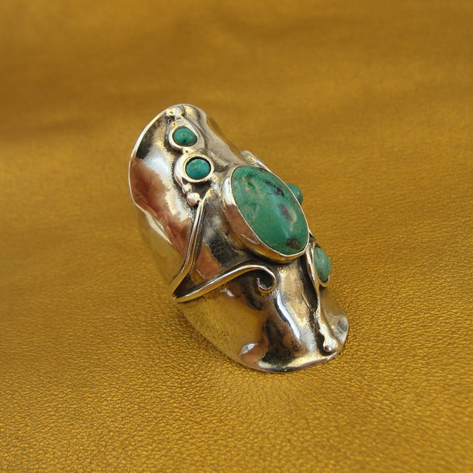 Hadar Designers Handmade Sterling Silver Turquoise Ring size 7,8,9,10 (H 174) 8y