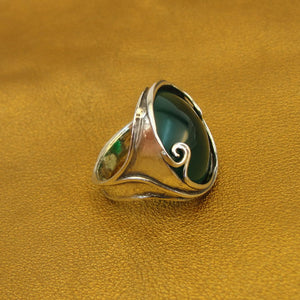 Hadar Designers Green Agate Ring 925 Sterling Silver sz 7,7.5,8 Handmade (H)SALE