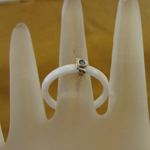 Blue Topaz Ring 10.5 Handmade White Ceramic 925 Silver Hadar Designers  (I r) Y