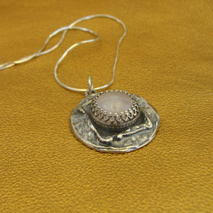 Hadar Designers Sterling 925 Silver Rose Quartz Pendant Handmade Art (H) LAST
