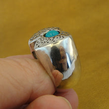 Load image into Gallery viewer, Hadar Designers Heavy Handmade Sterling Silver Turquoise Ring sz 7.5, 8 (H) SALE