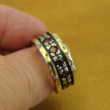 Load image into Gallery viewer, Hadar Designers 9k Yellow Gold Sterling Silver Garnet Ring 7.5,8 Handmade ()LAST