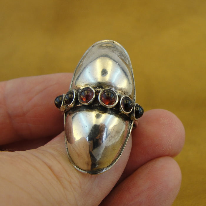 Red Garnet 925 Sterling Silver Ring size 7,7.5 Handmade Hadar Designers (H) SALE