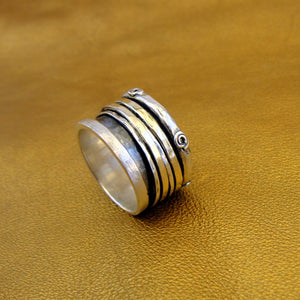 Ring 9k gold swivel 925 silver  7,8,8.5,9 handmade Hadar Designers (I r475) y