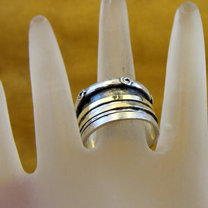 Ring 9k gold swivel 925 silver  7,8,8.5,9 handmade Hadar Designers (I r475) y