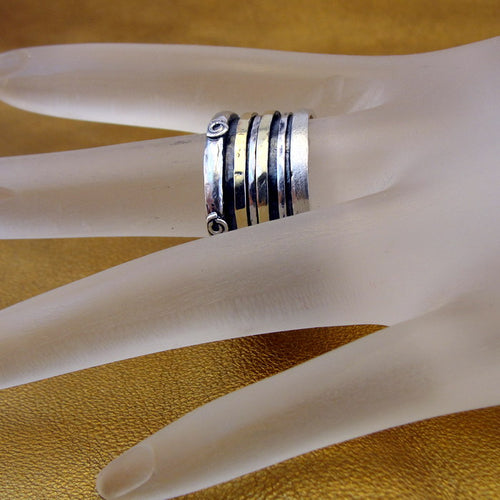 Ring 9k gold swivel 925 silver  7,8,8.5,9 handmade Hadar Designers (I r475) y