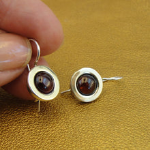 Load image into Gallery viewer, Hadar Designers red garnet earrings 9k gold 925 silver  long handmade (ms 1732*)