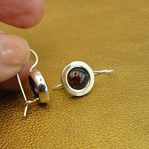 Hadar Designers red garnet earrings 9k gold 925 silver  long handmade (ms 1732*)