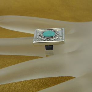 Hadar Designers Turquoise Ring 925 Sterling Silver Size 7.5,8 Handmade (H) SALE