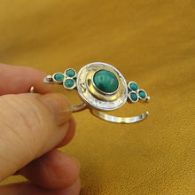 Load image into Gallery viewer, Turquoise 2 Finger Ring 9k Gold 925 Silver  sz 6,5.7, 7.5 Hadar Designers  ()SALE