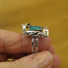 Load image into Gallery viewer, Hadar Designers Turquoise Ring sz 7,7.5,8,9,10 Handmade 9k Gold 925 Silver (MS)y