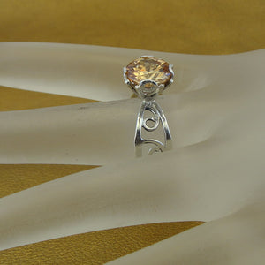 Hadar Designers Engagement 925 Silver Sparkling Champgne Zircon Ring 8, 8.5 () y