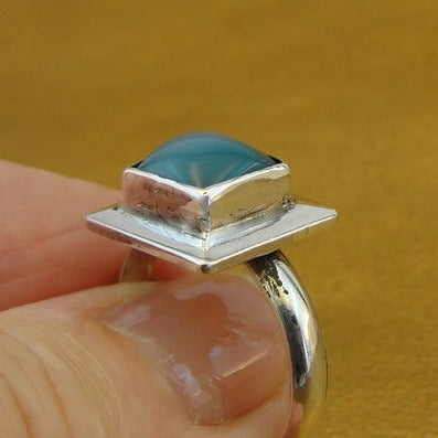 Hadar Designers Handmade Sterling Silver Blue Cat's Eye Ring sz 6.5, 7 (H)Last