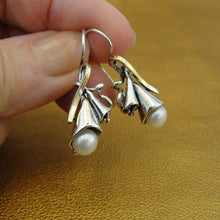 Load image into Gallery viewer, Hadar Designers 9k Yellow Gold 925 Silver Pearl Pendat Earrings Set Handmade (MS