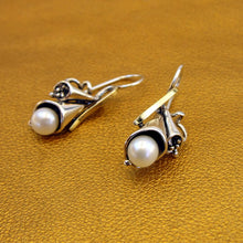 Load image into Gallery viewer, Hadar Designers 9k Yellow Gold 925 Silver Pearl Pendat Earrings Set Handmade (MS