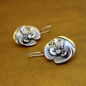 Hadar Designers Floral Zircon Pendant Earrings Set yellow Gold 925 Silver (MS) y