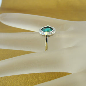 Hadar Designers Chrysocolla Ring 6.5,7,8,9 Yellow Gold 925 Silver Handmade (ms