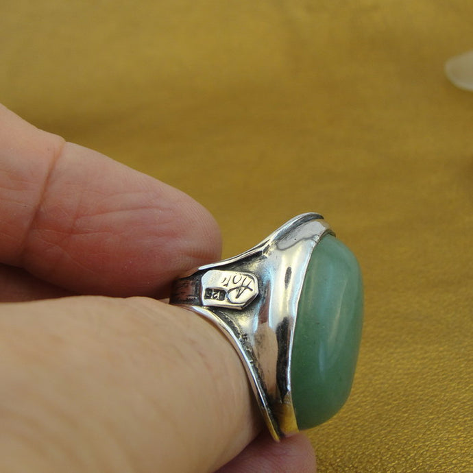 Hadar Designers Aventurine Ring 925 Sterling Silver Size 5 Handmade (H 184)y