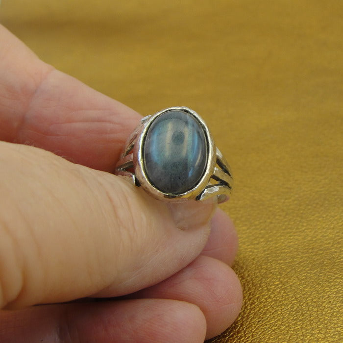 Hadar Designers Labradorite Ring Size 7.5 Sterling Silver 925 Handmade (H) Sale