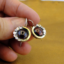 Load image into Gallery viewer, Hadar Designers Handmade 9k Yellow Gold 925 Sterling Silver Garnet Earrings (MS)