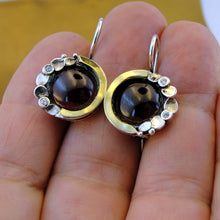 Load image into Gallery viewer, Hadar Designers Handmade Yellow Gold 925 Silver Garnet Earrings Pendant Set (MSy