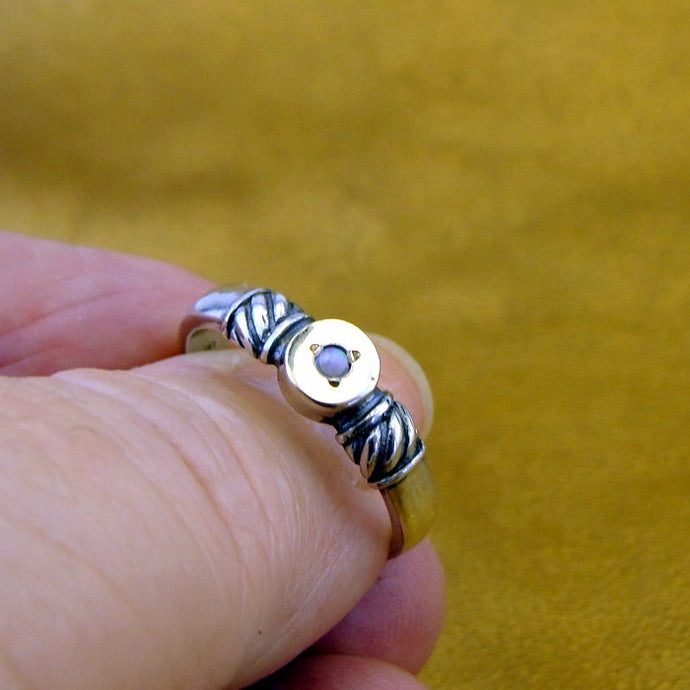 Hadar Designers Blue Opal Ring 7.75,8,8.5 Handmade 9k Yellow Gold 925 Silver ()Y