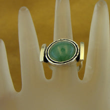 Load image into Gallery viewer, Hadar Designers Green Aventurine Ring 9k Gold 925 Silver size 7 Handmade ()Last