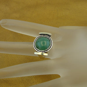 Hadar Designers Green Aventurine Ring 9k Gold 925 Silver size 7 Handmade ()Last