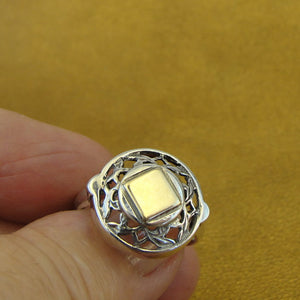 Hadar Designers Filigree Ring size 7 Modern Handmade 9k Yellow Gold 925 Silver(H