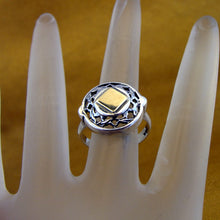 Load image into Gallery viewer, Hadar Designers Filigree Ring size 7 Modern Handmade 9k Yellow Gold 925 Silver(H