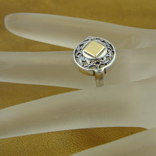 Load image into Gallery viewer, Hadar Designers Filigree Ring size 7 Modern Handmade 9k Yellow Gold 925 Silver(H