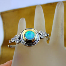 Load image into Gallery viewer, Hadar Designers Yellow Gold 925 Silver Opal 2 Finger Ring sz 6,5.7, 7.5 ()SALE
