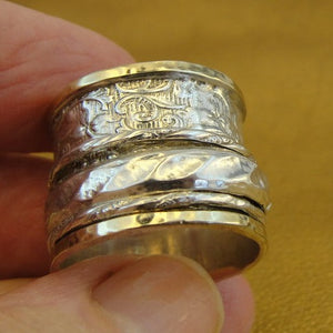 Hadar Designers 9k Yellow Gold Sterling Silver Ring 6,6.5, Swivel (B) LAST