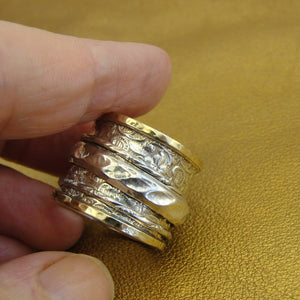 Hadar Designers 9k Yellow Gold Sterling Silver Ring 6,6.5, 8,8.5 Swivel (B) LAST