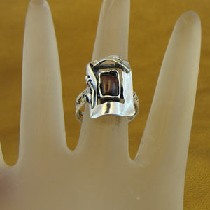 Hadar Designers Red Garnet Ring 6,7,8,9,10 Handmade 9k Gold 925 Silver (MS)