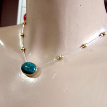 Load image into Gallery viewer, Hadar Designers 9k Yellow Gold Sterling Silver Chrysocolla Pendant Art (I n297)Y
