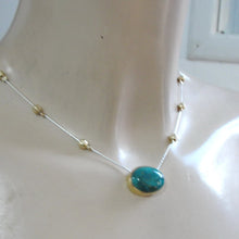 Load image into Gallery viewer, Hadar Designers 9k Yellow Gold Sterling Silver Chrysocolla Pendant Art (I n297)Y