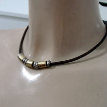Load image into Gallery viewer, Hadar Designers Modern Art Leather 14k Gold Fil 925 Silver Necklace (I n349)SALE