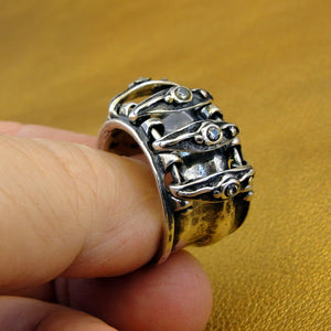 Hadar Designers Zircon WILD Band Ring 6.5,7,7.5 Sterling Silver Handmade () LAST