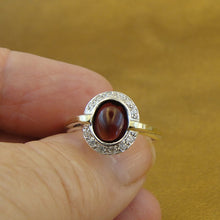 Load image into Gallery viewer, Hadar Designers Handmade 9k Yellow Gold 925 Silver Garnet Set Ring and (ms 1079)Y