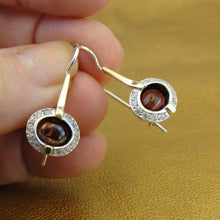 Load image into Gallery viewer, Hadar Designers Handmade 9k Yellow Gold 925 Silver Red Garnet Earrings (ms 1079
