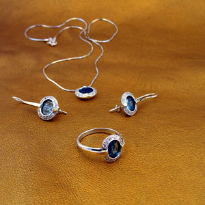 Hadar Designers Handmade 9k Yellow Gold 925 Silver Blue Topaz Earrings (ms 1079