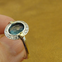 Load image into Gallery viewer, Hadar Designers Handmade 9k Yellow Gold 925 Silver Blue Topaz Set Ring (ms 1079