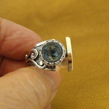 Load image into Gallery viewer, Hadar Designers Ring Blue Topaz 9k Yellow Gold 925 Silver 6,7,8,9 Handmade (ms)