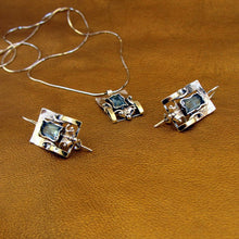 Load image into Gallery viewer, Hadar Designers Blue topaz Earrings Pendant Set Handmade 9k Gold 925 Silver (MS