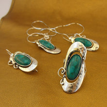 Load image into Gallery viewer, Hadar Designers 9k Yellow Gold Sterling Silver Turquoise Earrings Handmade (MS 325)