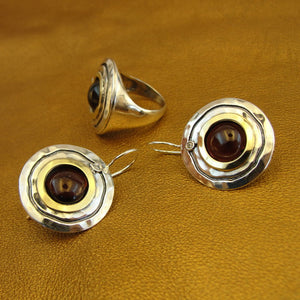 Hadar Designers 9k Yellow Gold Sterling Silver Opal Zircon Earrings (ms) SALE