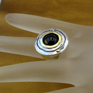 Hadar Designers Garnet Ring Handmade 9k Yellow Gold 925 Silver 6,7,8,9,10 (MS)