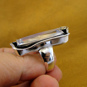 Hadar Designers Zircon Spiral Bracelet 9k Yellow Gold 925 Silver Ring 7,8,9 (MS