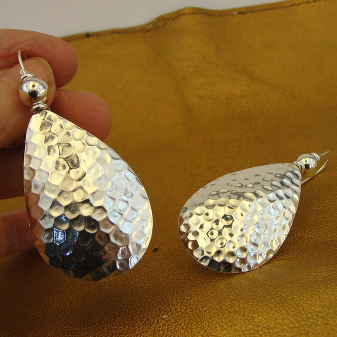 Drop Earrings 925 Sterling Silver Large Handmade Modern Art Hadar Designers  LAST